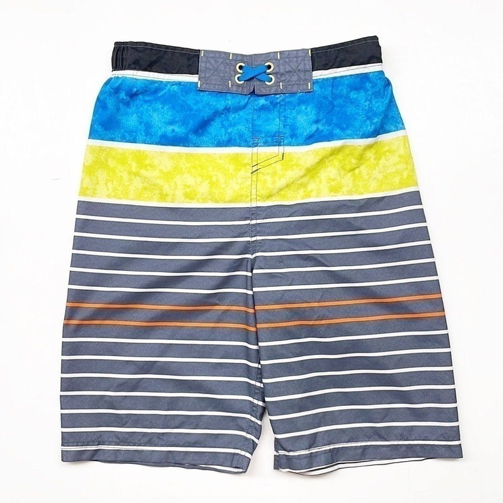 Cat & Jack big boys color block striped swim trunks